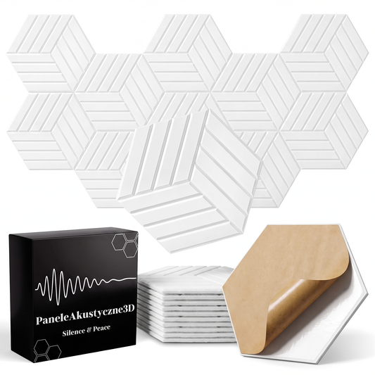 Panele akustyczne na ścianę samoprzylepne - HEKSAGON 3D 18cm (10 szt)